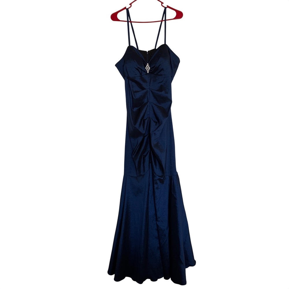 Xscape Woman Joanna Chen teal blue Ruched Mermaid Formal Gown Dress 16W